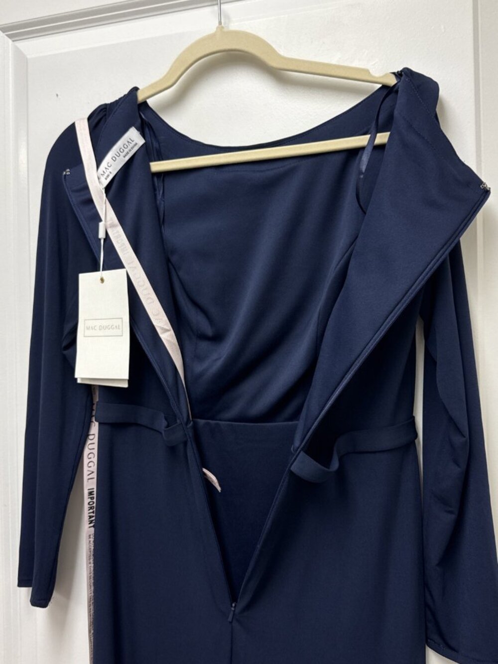 Mac Duggal Size 2 Navy 55695 Jersey Rhinestone Embellished Trumpet Gown Dress - Picture 9 of 12